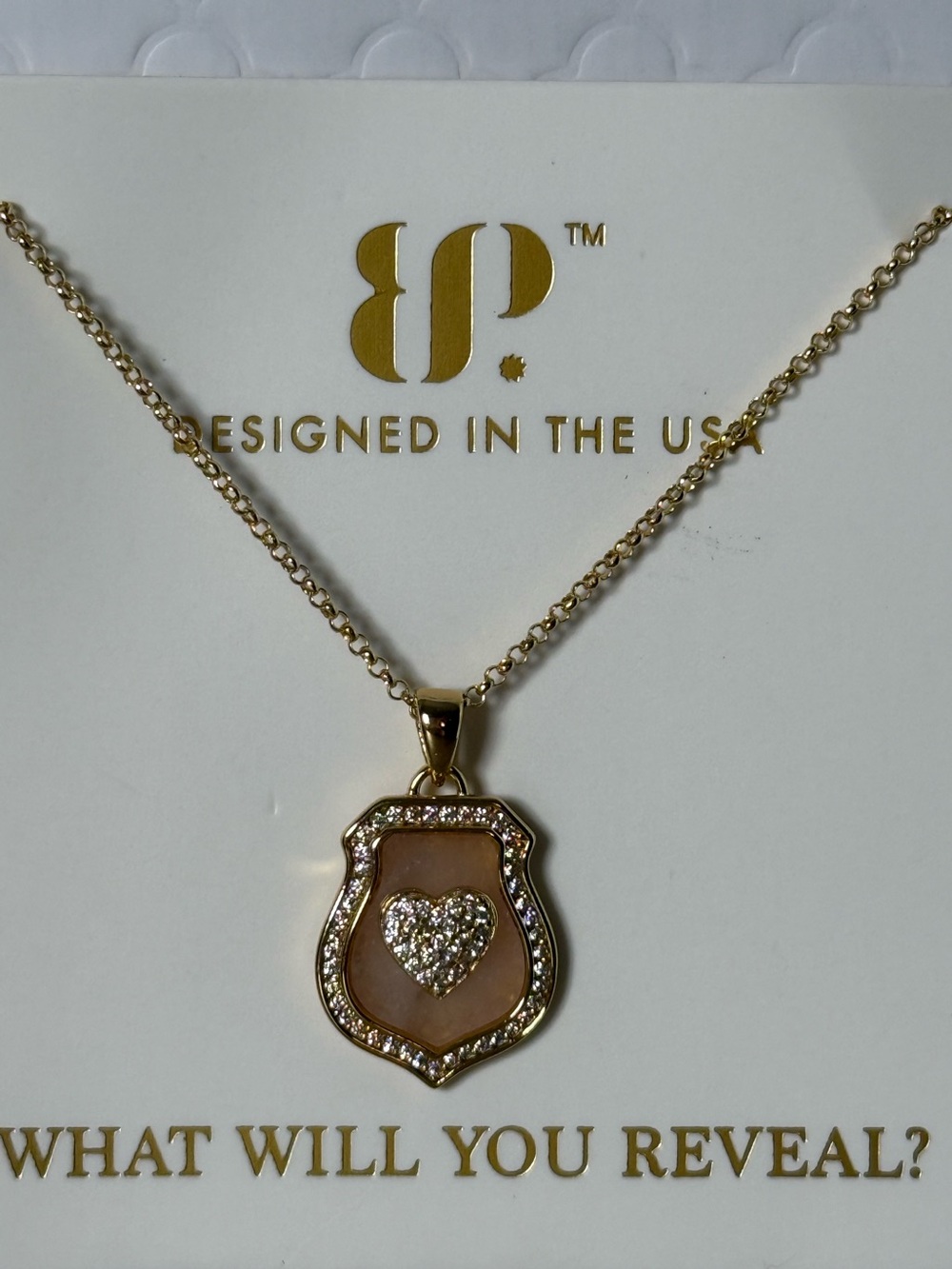 Bomb Party Vermeil Sterling Club Necklace “True Heart Crest” Brand New!